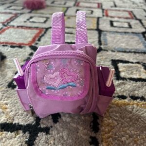 Kids Purple Heart Embroidered Doll Backpack Accessory